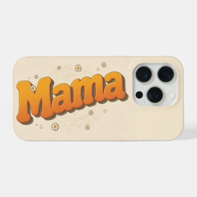Retro Groovy Mama 70s Bubble Typography Phone Case (Back Horizontal)