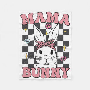 Retro Groovy Mama Bunny Matching Family Easter Mum Fleece Blanket