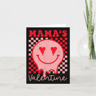 Retro Groovy Mama Is My Valentine Cute Heart Boys Card
