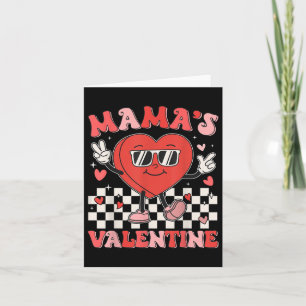 Retro Groovy Mama Is My Valentine Cute Heart Boys Card