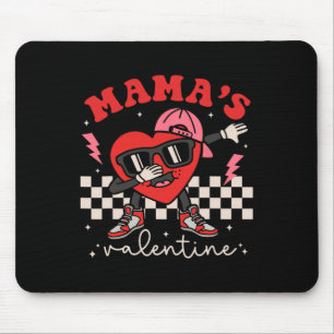 Retro Groovy Mama Is My Valentine Cute Heart Boys Mouse Pad