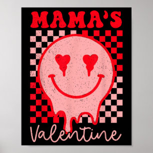 Retro Groovy Mama Is My Valentine Cute Heart Boys Poster