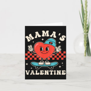 Retro groovy mama is valentine cute heart boysRetr Card