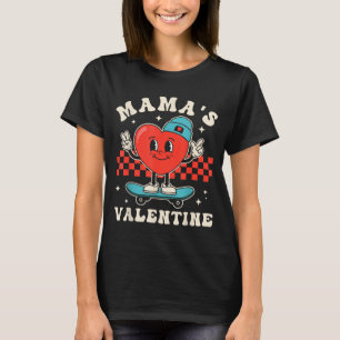 Retro groovy mama is valentine cute heart boysRetr T-Shirt