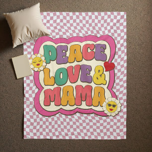 Retro Groovy Mama Quote Typography Mother's Day Fleece Blanket