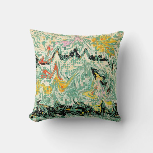 Retro Groovy Marbled Swirl Abstract Pattern Cushion (Front)