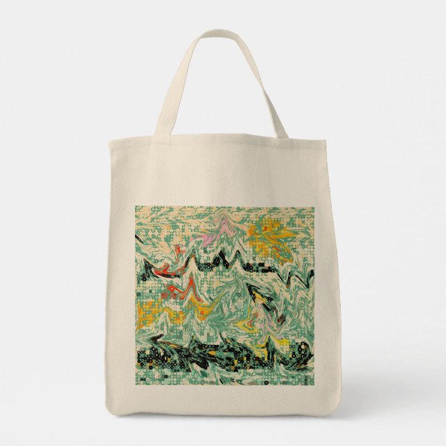 Retro Groovy Marbled Swirl Abstract Pattern Tote Bag (Back)