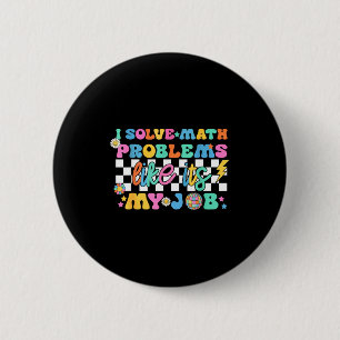 Retro Groovy Math Teacher Funny Back To School Gif 6 Cm Round Badge