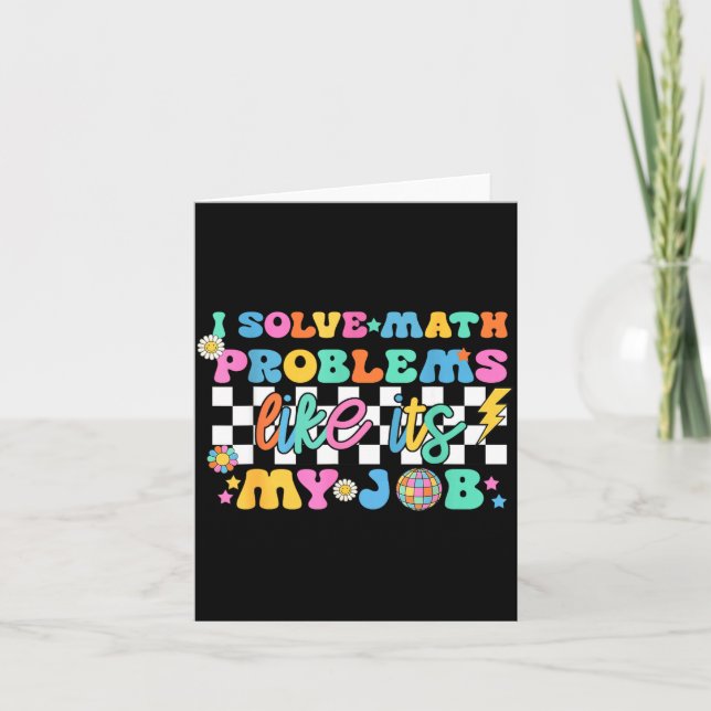 Retro Groovy Math Teacher Funny Back To School Gif Card (Front)