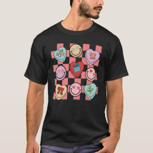 Retro Groovy Math Teacher Valentine Heart Candy Lo T-Shirt