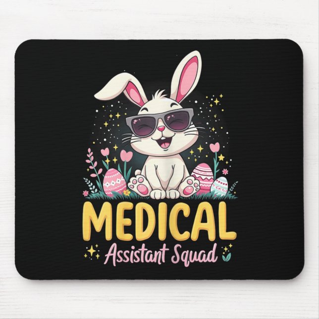 Retro Groovy Medical Istant Squad Bunny Ear Flower Mouse Pad (Front)