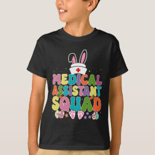 Retro Groovy Medical Istant Squad Bunny Eggs Easte T-Shirt