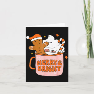 Retro Groovy Merry And Bright Gingerbread Christma Card