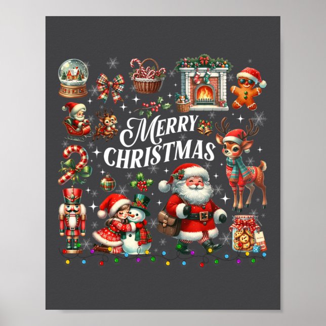 Retro Groovy Merry Christmas Christmas Vibes Ugly  Poster (Front)