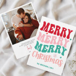 Retro Groovy Merry Christmas Colourful Photo Holiday Card<br><div class="desc">Groovy Greetings: Retro Christmas Card Get ready to groove into the holiday season with our Retro Christmas Card. The front of the card features a vibrant, colourful design that boldly proclaims "Merry Merry Merry Christmas" in funky, retro-style letters. It's a burst of nostalgia and festivity all in one. Retro Reverie:...</div>