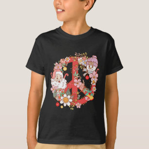 Retro Groovy Merry Christmas Hippie Santa Claus Pe T-Shirt