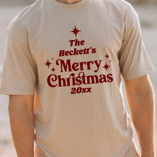 Retro Groovy Merry Christmas Holiday Family T-Shirt