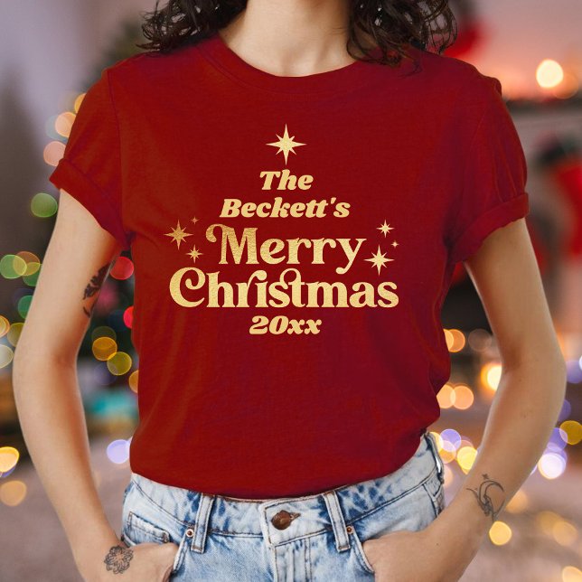 Retro Groovy Merry Christmas Holiday Family T-Shirt (Creator Uploaded)