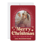 Retro Groovy Merry Christmas Photo Holiday Card