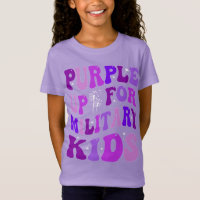 Retro groovy Military Child Month Purple UpT-Shirt