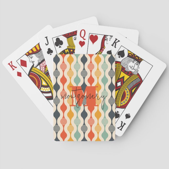 Retro Groovy Mod Pattern Playing Cards (Back)