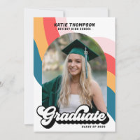 Retro Groovy Modern Arch Photo Graduation