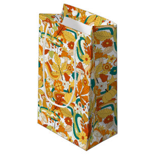 Retro Groovy Mushroom Flower Pattern Small Gift Bag