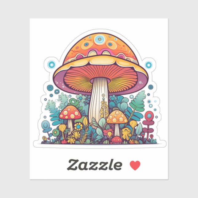 Retro Groovy Mushroom Orange Teal  (Sheet)