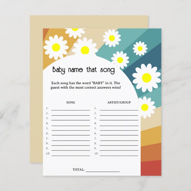 Retro Groovy - Name that song game (Front/Back)