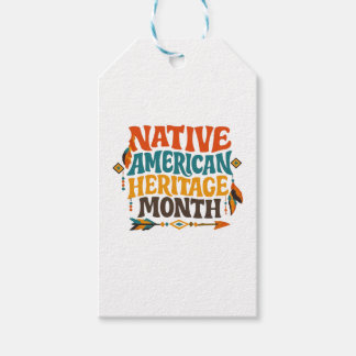 Retro Groovy Native American Heritage Month Gift Tags