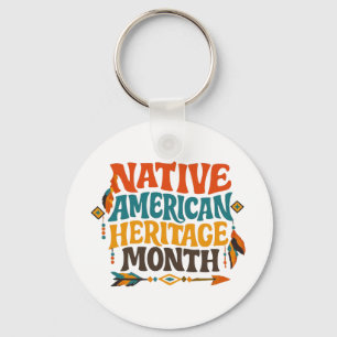Retro Groovy Native American Heritage Month Key Ring