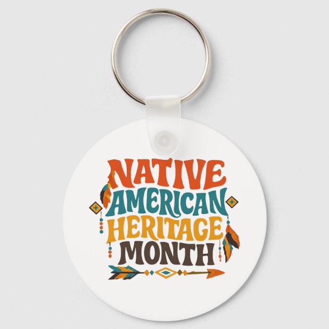 Retro Groovy Native American Heritage Month Key Ring (Front)