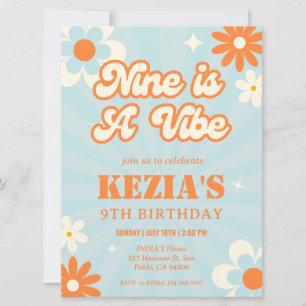 Retro Groovy Nine is a Vibe Birthday Invitation