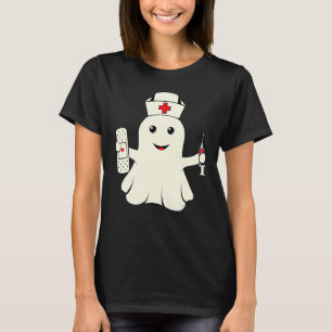 Retro Groovy Nurse Ghost Scrub Top Halloween Nurse