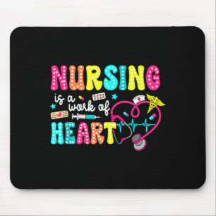 Retro Groovy Nursing Is A Work Of Heart Funny Nurs Mouse Pad