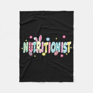 Retro Groovy Nutritionist Bunny Ear Funny Easter G Fleece Blanket
