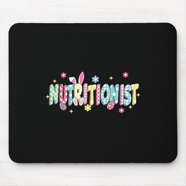 Retro Groovy Nutritionist Bunny Ear Funny Easter G Mouse Pad (Front)