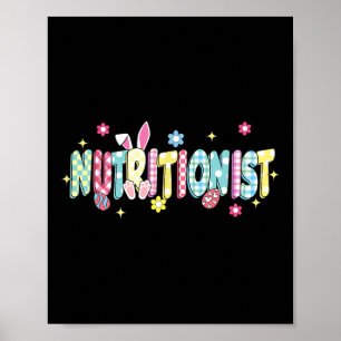Retro Groovy Nutritionist Bunny Ear Funny Easter G Poster