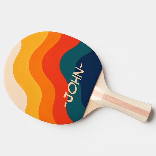 Retro Groovy Ocean Custom Name Ping Pong Paddle  (Side)
