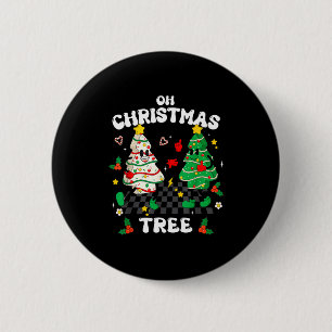 Retro Groovy Oh Christmas Tree Cake Pajamas Xmas K 6 Cm Round Badge