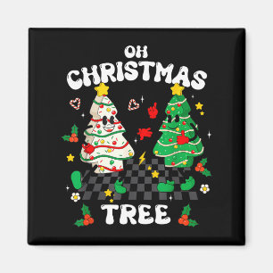 Retro Groovy Oh Christmas Tree Cake Pajamas Xmas K Magnet