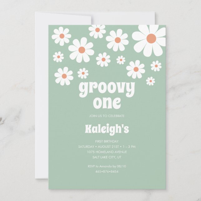 Retro Groovy One 70's Style Birthday Invitation (Front)