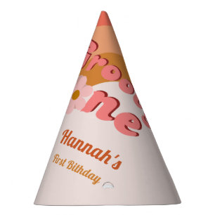 Retro Groovy One daisy First Birthday Part Party Hat