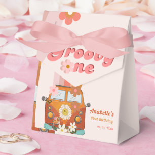 Retro Groovy one Daisy Flower Birthday Party Favour Box