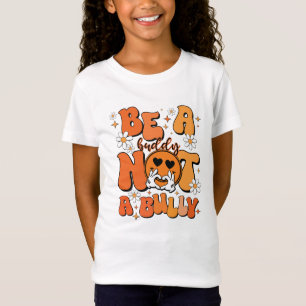 Retro Groovy Orange Be A Buddy Not A Bully  T-Shirt