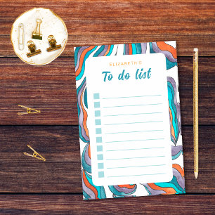 Retro Groovy Orange Blue To Do List Checklist Post-it Notes