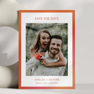 Retro Groovy Orange Fun Summer Gradient Wedding Save The Date