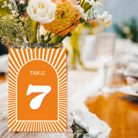Retro groovy orange sunrays 70s inspired wedding