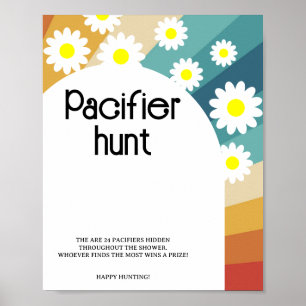 Retro Groovy - Pacifier hunt baby shower game Poster