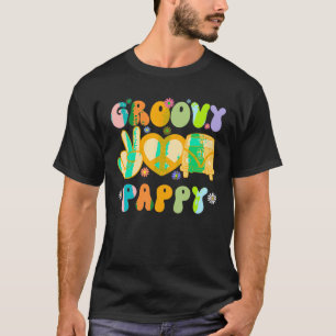 Retro Groovy Pappy Dad Peace Sign Daisy Flowers Fa T-Shirt